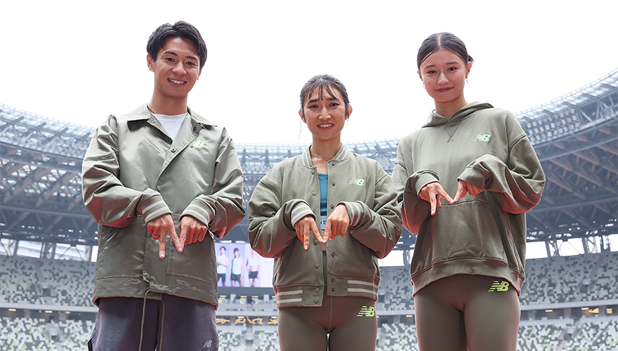 左からパリオリンピックに出場した赤崎暁選手、田中希実選手、田中佑美選手